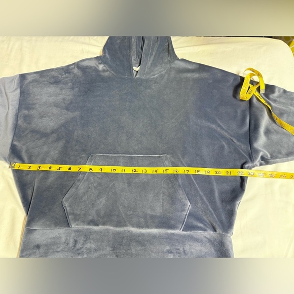 AMERICAN EAGLE OUTFITTERS Gray/blue soft velour hoodie sweatshirt size S - Picture 7 of 13